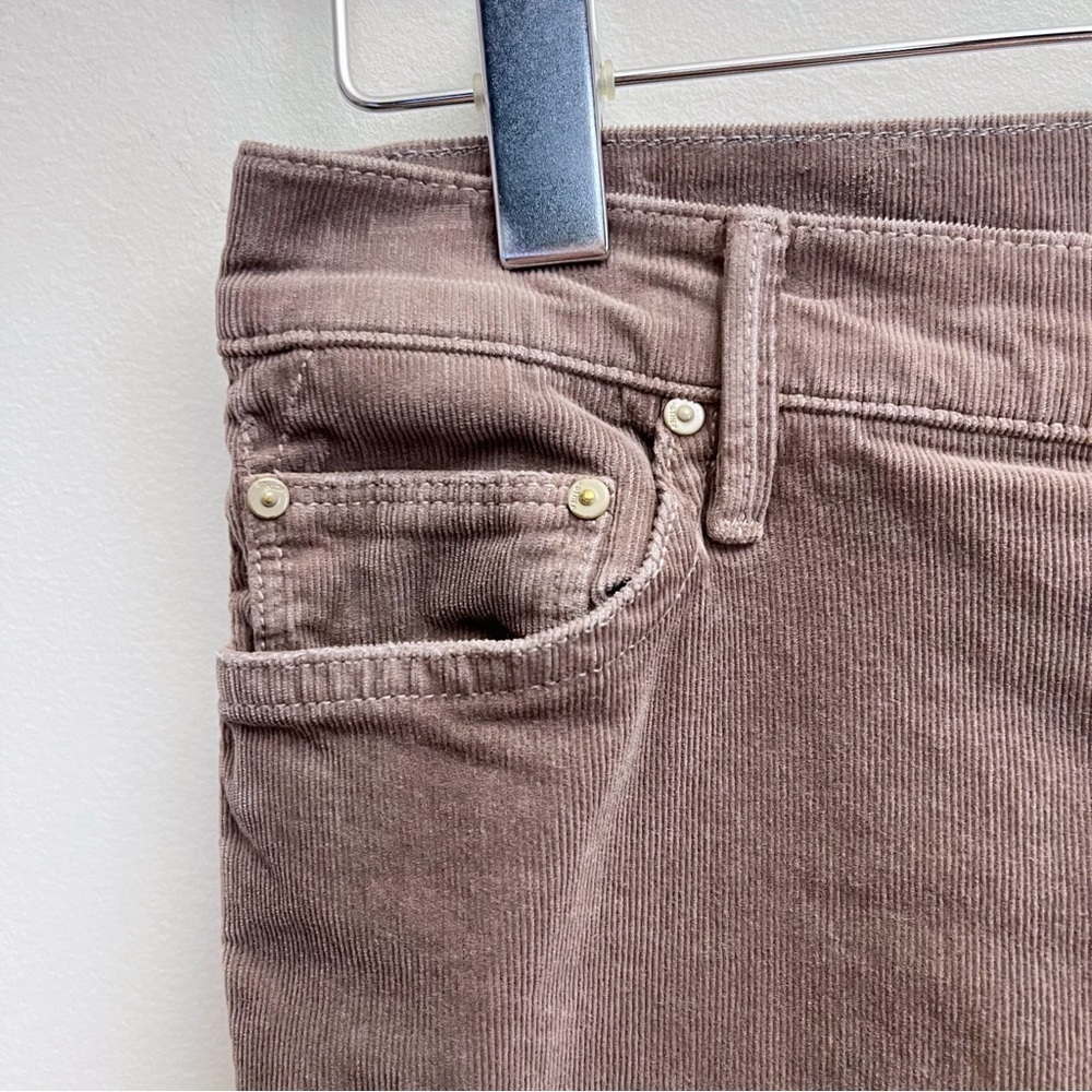 Mother Hopscotch Dropout Corduroy Straight Cropped Pants in Beaver 2 Brown - Picture 3 of 12